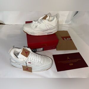 Nike Jordan 4 Retro Levi's White (Levi's Tag) Size 12 Men’s Sneakers Brand New